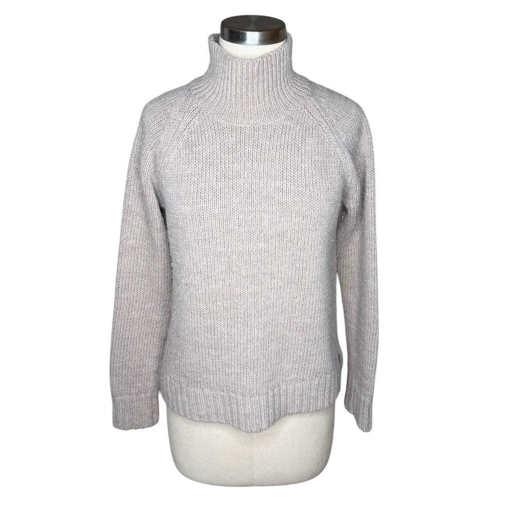GARNET HILL Turtleneck Sweater Beige Alpaca Wool Blend Women's Size Small Fall